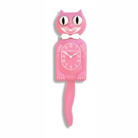 Pink Satin Kitty Cat klock New - Picture 2 of 2